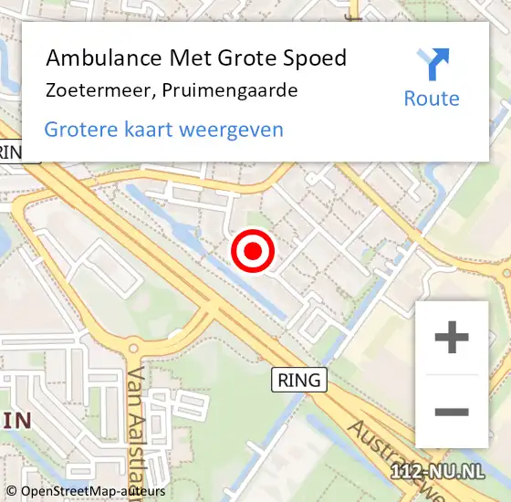 Locatie op kaart van de 112 melding: Ambulance Met Grote Spoed Naar Zoetermeer, Pruimengaarde op 14 januari 2024 00:57