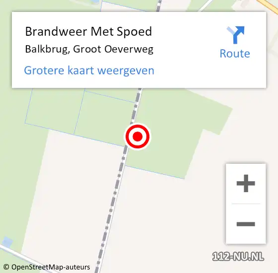 Locatie op kaart van de 112 melding: Brandweer Met Spoed Naar Balkbrug, Groot Oeverweg op 14 januari 2024 00:59