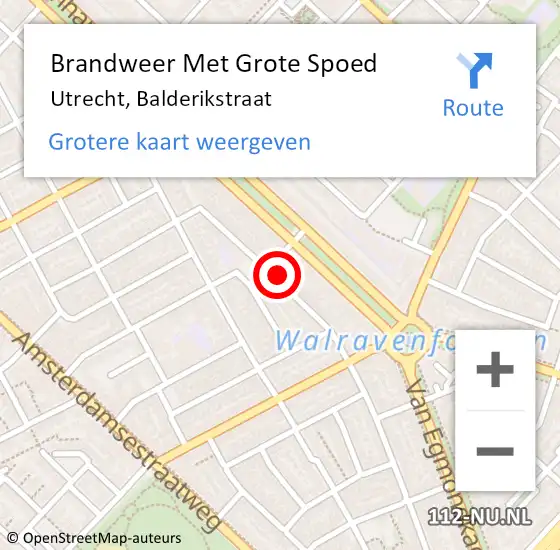 Locatie op kaart van de 112 melding: Brandweer Met Grote Spoed Naar Utrecht, Balderikstraat op 14 januari 2024 01:15