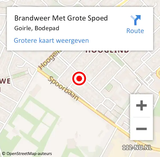 Locatie op kaart van de 112 melding: Brandweer Met Grote Spoed Naar Goirle, Bodepad op 14 januari 2024 01:17