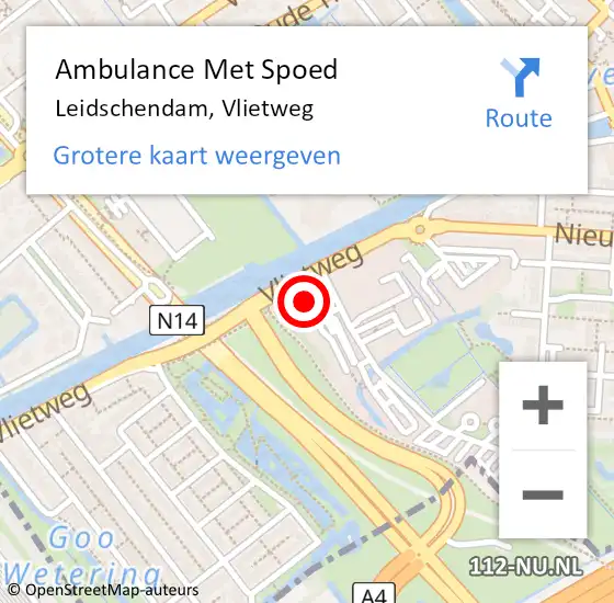 Locatie op kaart van de 112 melding: Ambulance Met Spoed Naar Leidschendam, Vlietweg op 14 januari 2024 01:55