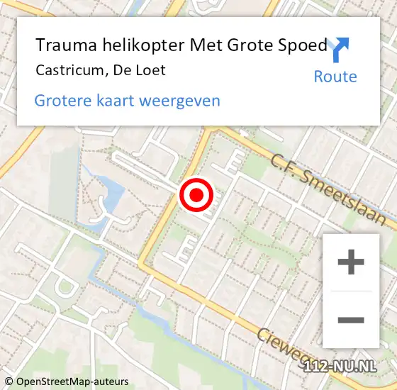 Locatie op kaart van de 112 melding: Trauma helikopter Met Grote Spoed Naar Castricum, De Loet op 14 januari 2024 02:16