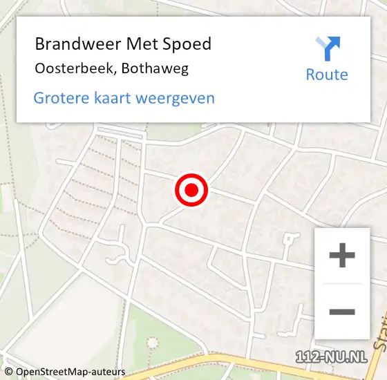 Locatie op kaart van de 112 melding: Brandweer Met Spoed Naar Oosterbeek, Bothaweg op 14 januari 2024 02:23