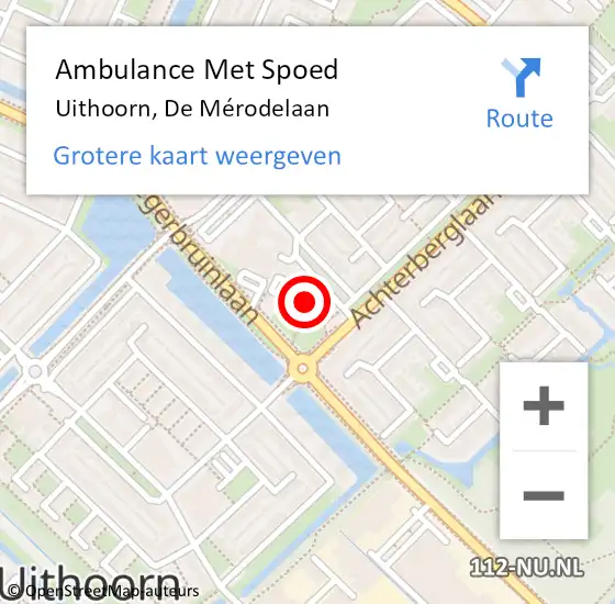 Locatie op kaart van de 112 melding: Ambulance Met Spoed Naar Uithoorn, De Mérodelaan op 14 januari 2024 03:07