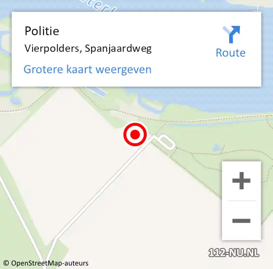 Locatie op kaart van de 112 melding: Politie Vierpolders, Spanjaardweg op 14 januari 2024 04:32