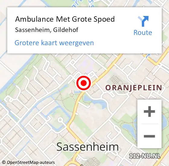 Locatie op kaart van de 112 melding: Ambulance Met Grote Spoed Naar Sassenheim, Gildehof op 14 januari 2024 04:49