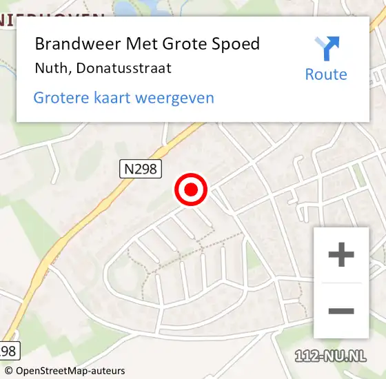 Locatie op kaart van de 112 melding: Brandweer Met Grote Spoed Naar Nuth, Donatusstraat op 14 januari 2024 05:12