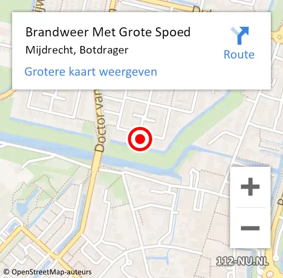 Locatie op kaart van de 112 melding: Brandweer Met Grote Spoed Naar Mijdrecht, Botdrager op 14 januari 2024 05:34