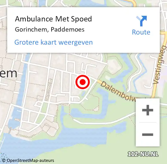 Locatie op kaart van de 112 melding: Ambulance Met Spoed Naar Gorinchem, Paddemoes op 14 januari 2024 05:56