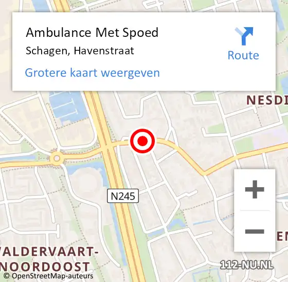 Locatie op kaart van de 112 melding: Ambulance Met Spoed Naar Schagen, Havenstraat op 14 januari 2024 05:59