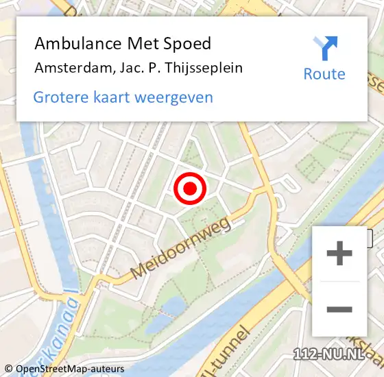 Locatie op kaart van de 112 melding: Ambulance Met Spoed Naar Amsterdam, Jac. P. Thijsseplein op 14 januari 2024 07:05