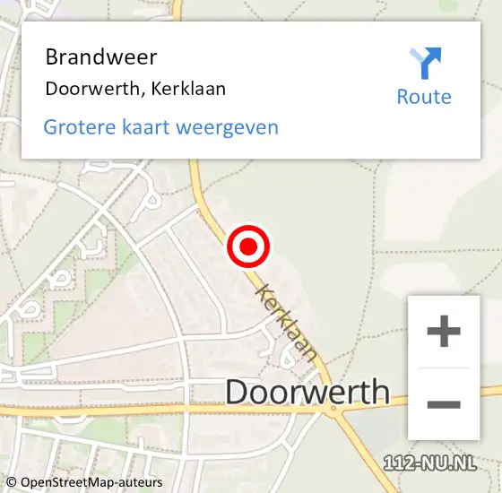 Locatie op kaart van de 112 melding: Brandweer Doorwerth, Kerklaan op 14 januari 2024 07:17