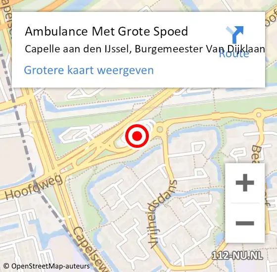Locatie op kaart van de 112 melding: Ambulance Met Grote Spoed Naar Capelle aan den IJssel, Burgemeester Van Dijklaan op 14 januari 2024 07:50
