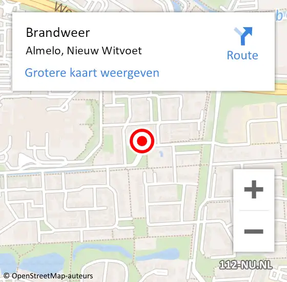 Locatie op kaart van de 112 melding: Brandweer Almelo, Nieuw Witvoet op 14 januari 2024 08:03