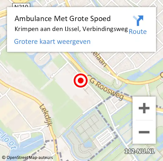 Locatie op kaart van de 112 melding: Ambulance Met Grote Spoed Naar Krimpen aan den IJssel, Verbindingsweg op 14 januari 2024 08:17