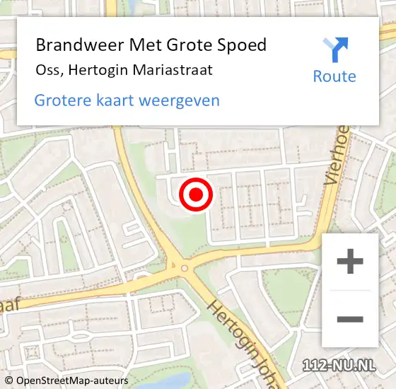 Locatie op kaart van de 112 melding: Brandweer Met Grote Spoed Naar Oss, Hertogin Mariastraat op 14 januari 2024 08:20