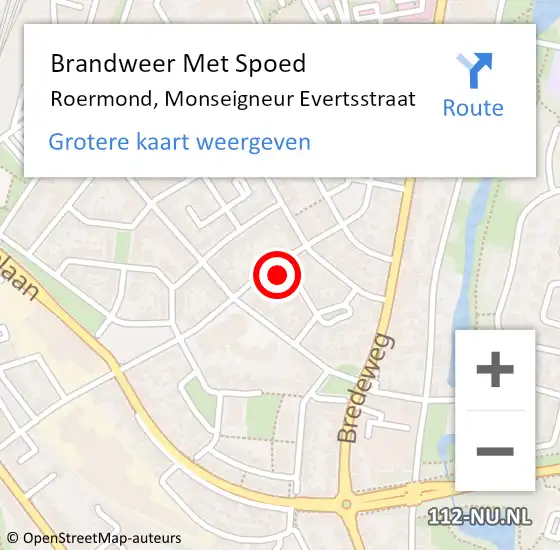 Locatie op kaart van de 112 melding: Brandweer Met Spoed Naar Roermond, Monseigneur Evertsstraat op 14 januari 2024 08:49