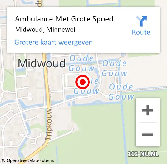Locatie op kaart van de 112 melding: Ambulance Met Grote Spoed Naar Midwoud, Minnewei op 14 januari 2024 09:19