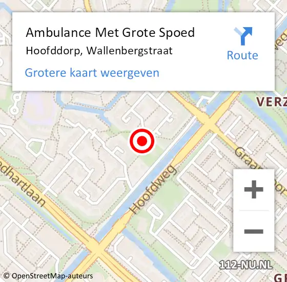 Locatie op kaart van de 112 melding: Ambulance Met Grote Spoed Naar Hoofddorp, Wallenbergstraat op 14 januari 2024 09:46