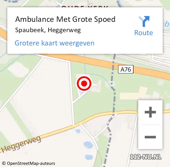 Locatie op kaart van de 112 melding: Ambulance Met Grote Spoed Naar Spaubeek, Heggerweg op 22 september 2014 08:35