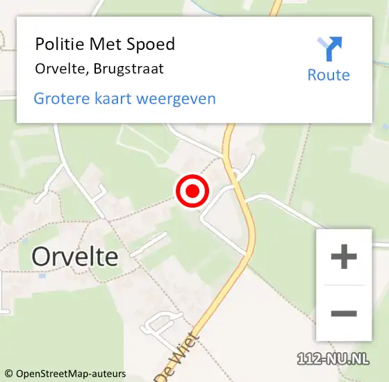 Locatie op kaart van de 112 melding: Politie Met Spoed Naar Orvelte, Brugstraat op 14 januari 2024 09:59