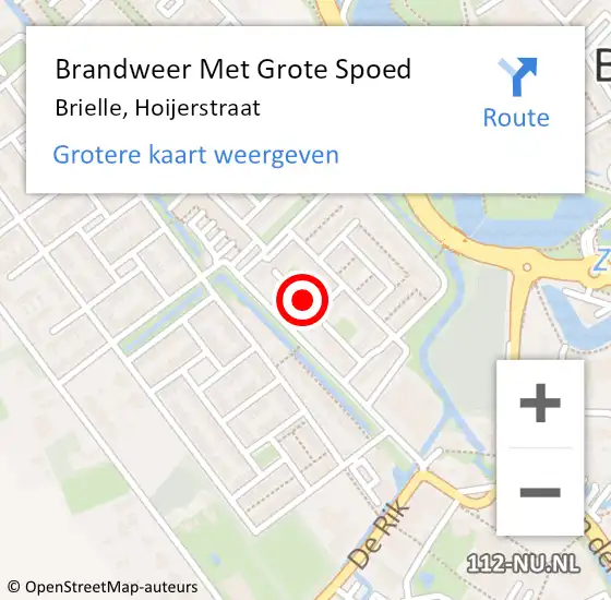 Locatie op kaart van de 112 melding: Brandweer Met Grote Spoed Naar Brielle, Hoijerstraat op 14 januari 2024 10:03