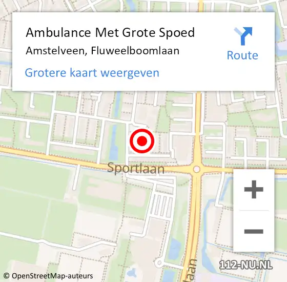 Locatie op kaart van de 112 melding: Ambulance Met Grote Spoed Naar Amstelveen, Fluweelboomlaan op 14 januari 2024 10:05