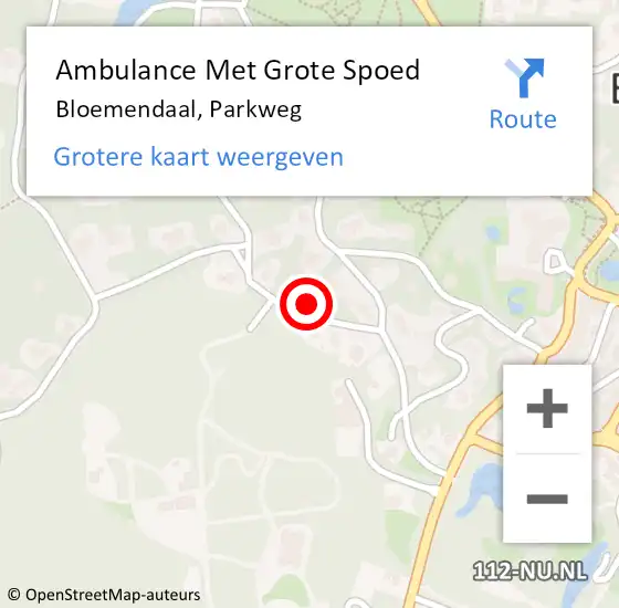 Locatie op kaart van de 112 melding: Ambulance Met Grote Spoed Naar Bloemendaal, Parkweg op 14 januari 2024 10:07