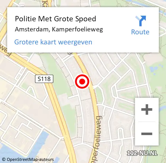 Locatie op kaart van de 112 melding: Politie Met Grote Spoed Naar Amsterdam, Kamperfoelieweg op 14 januari 2024 10:09