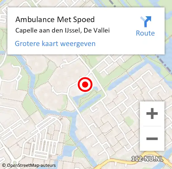Locatie op kaart van de 112 melding: Ambulance Met Spoed Naar Capelle aan den IJssel, De Vallei op 14 januari 2024 10:11