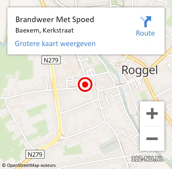 Locatie op kaart van de 112 melding: Brandweer Met Spoed Naar Baexem, Kerkstraat op 14 januari 2024 10:25
