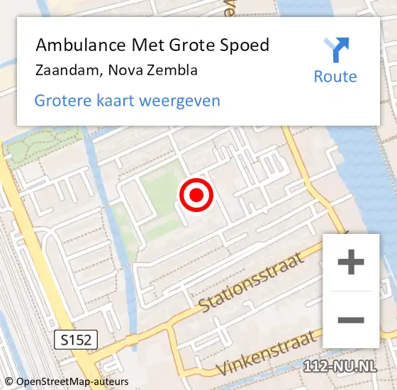 Locatie op kaart van de 112 melding: Ambulance Met Grote Spoed Naar Zaandam, Nova Zembla op 14 januari 2024 10:49
