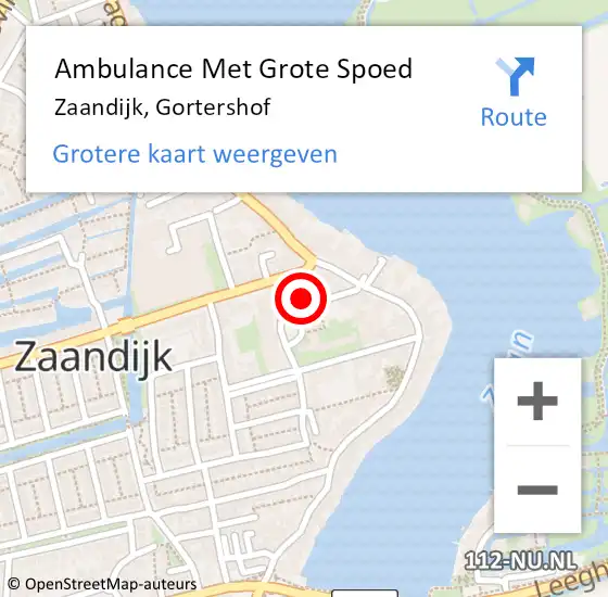 Locatie op kaart van de 112 melding: Ambulance Met Grote Spoed Naar Zaandijk, Gortershof op 14 januari 2024 11:00