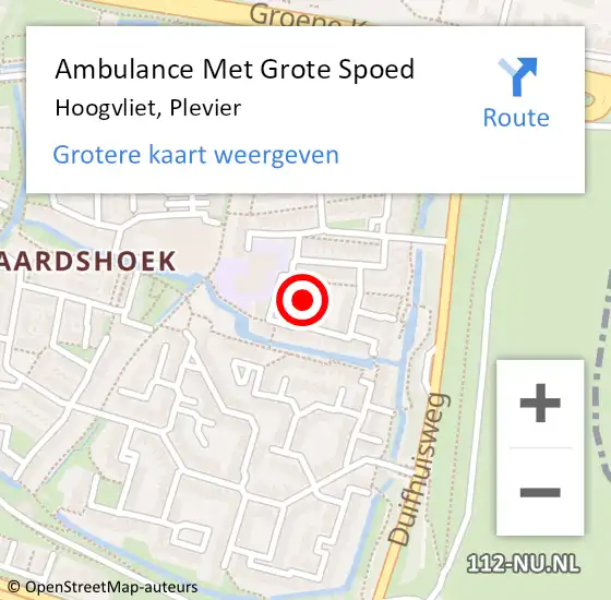 Locatie op kaart van de 112 melding: Ambulance Met Grote Spoed Naar Hoogvliet, Plevier op 14 januari 2024 11:16