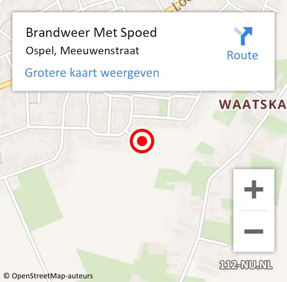 Locatie op kaart van de 112 melding: Brandweer Met Spoed Naar Ospel, Meeuwenstraat op 14 januari 2024 11:20