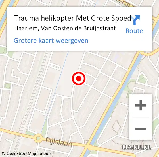 Locatie op kaart van de 112 melding: Trauma helikopter Met Grote Spoed Naar Haarlem, Van Oosten de Bruijnstraat op 14 januari 2024 11:20