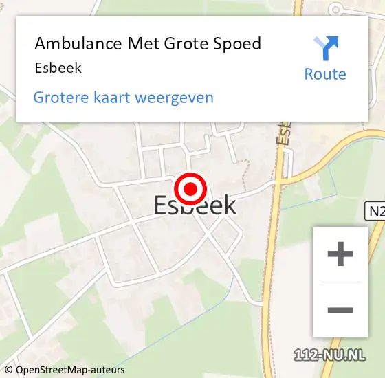 Locatie op kaart van de 112 melding: Ambulance Met Grote Spoed Naar Esbeek op 14 januari 2024 11:32