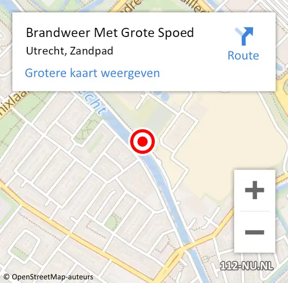 Locatie op kaart van de 112 melding: Brandweer Met Grote Spoed Naar Utrecht, Zandpad op 14 januari 2024 11:33