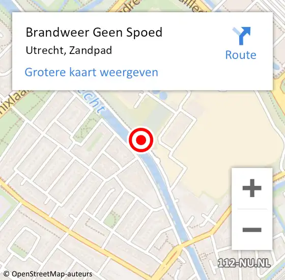 Locatie op kaart van de 112 melding: Brandweer Geen Spoed Naar Utrecht, Zandpad op 14 januari 2024 11:37