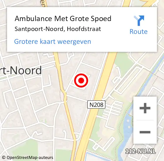 Locatie op kaart van de 112 melding: Ambulance Met Grote Spoed Naar Santpoort-Noord, Hoofdstraat op 14 januari 2024 11:57