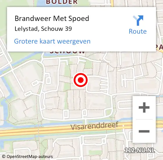 Locatie op kaart van de 112 melding: Brandweer Met Spoed Naar Lelystad, Schouw 39 op 14 januari 2024 11:58