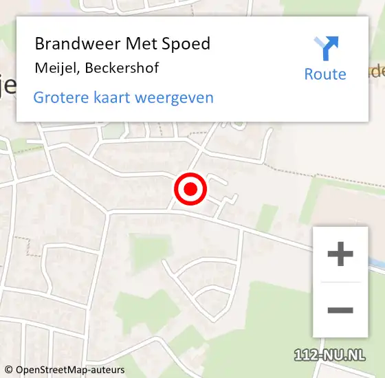 Locatie op kaart van de 112 melding: Brandweer Met Spoed Naar Meijel, Beckershof op 14 januari 2024 11:59