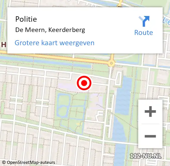 Locatie op kaart van de 112 melding: Politie De Meern, Keerderberg op 14 januari 2024 12:19