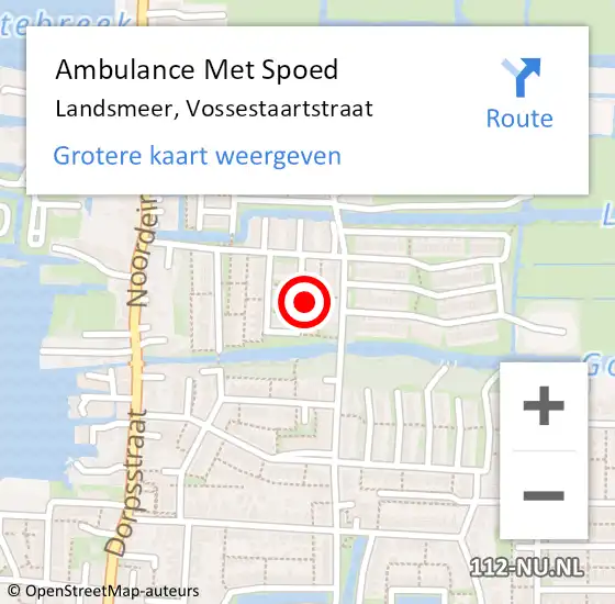 Locatie op kaart van de 112 melding: Ambulance Met Spoed Naar Landsmeer, Vossestaartstraat op 14 januari 2024 12:23