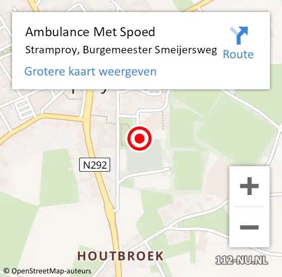 Locatie op kaart van de 112 melding: Ambulance Met Spoed Naar Stramproy, Burgemeester Smeijersweg op 14 januari 2024 12:56