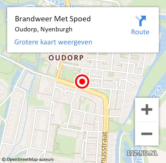 Locatie op kaart van de 112 melding: Brandweer Met Spoed Naar Oudorp, Nyenburgh op 14 januari 2024 13:12