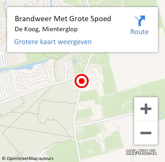 Locatie op kaart van de 112 melding: Brandweer Met Grote Spoed Naar De Koog, Mienterglop op 22 september 2014 08:54