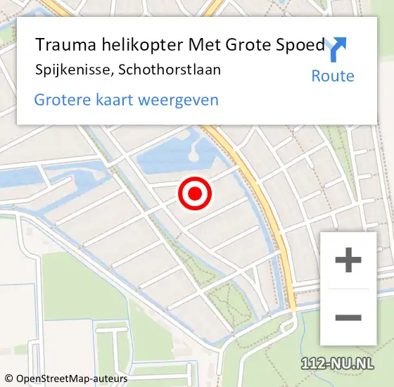 Locatie op kaart van de 112 melding: Trauma helikopter Met Grote Spoed Naar Spijkenisse, Schothorstlaan op 14 januari 2024 13:41