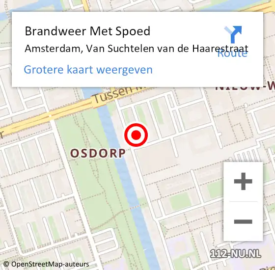 Locatie op kaart van de 112 melding: Brandweer Met Spoed Naar Amsterdam, Van Suchtelen van de Haarestraat op 14 januari 2024 14:12