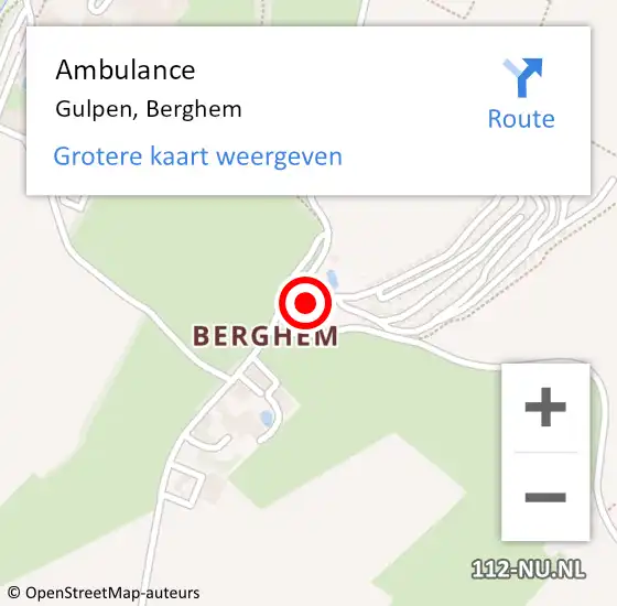 Locatie op kaart van de 112 melding: Ambulance Gulpen, Berghem op 22 september 2014 08:59